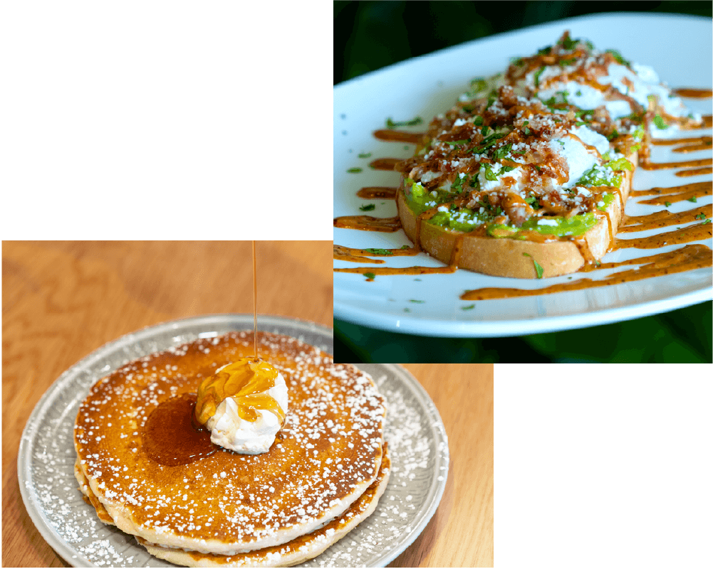 pancakes and avocado toast