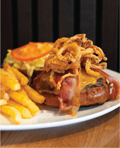 burger with fries lunch menu